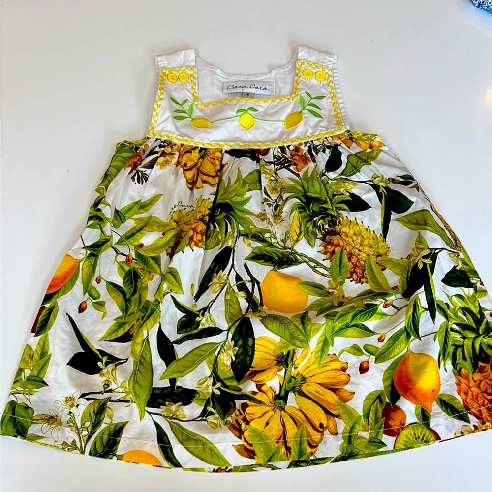 Cara Cara green and yellow fruit print dress size 4